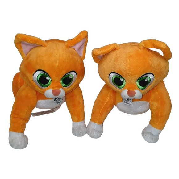 2 Disney Store Pixar Sox Plush 14" Buzz Lightyear Robot Kitty Cat Orange Jointed - Picture 2 of 5